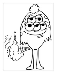 Farting Monster Coloring Page Vector Illustration Art