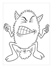 Farting Monster Coloring Page Vector Illustration Art