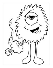 Farting Monster Coloring Page Vector Illustration Art