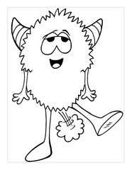 Farting Monster Coloring Page Vector Illustration Art