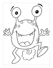 Farting Monster Coloring Page Vector Illustration Art