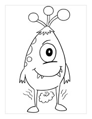 Farting Monster Coloring Page Vector Illustration Art