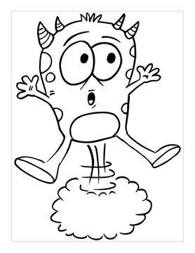 Farting Monster Coloring Page Vector Illustration Art