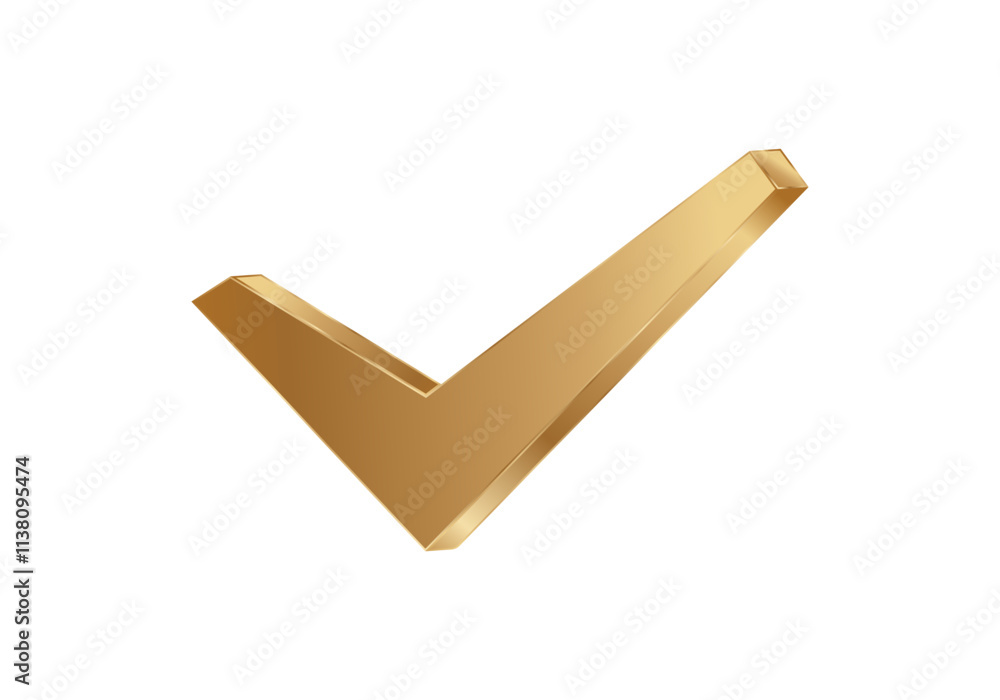 Poster a shiny golden check mark icon, symbolizing approval and the completion of tasks.