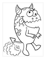 Selbstklebende Fototapeten Farting Monster Coloring Page Vector Illustration Art © Blue Foliage