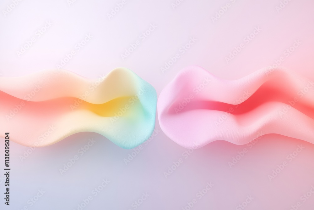 Aufkleber abstract pastel curves with surreal light reflection in geometric minimalism