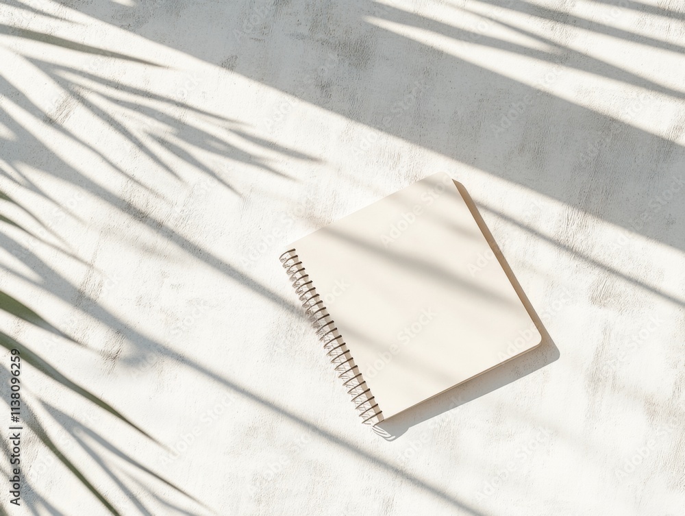 Poster Notebook in Sunlit Shadows Minimalist Documenting in Soft Light