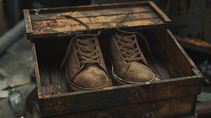 Various shoe boxes. Copy space. Sale concept