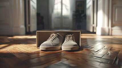 Various shoe boxes. Copy space. Sale concept