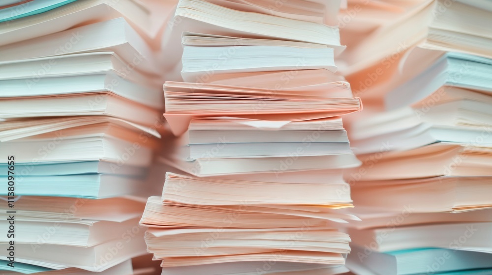 Aufkleber Translucent Pages in Abstract Library A Surreal Exploration of Paper Textures and Muted Tones