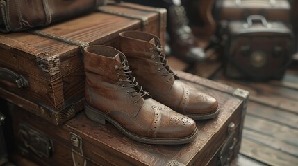 Various shoe boxes. Copy space. Sale concept