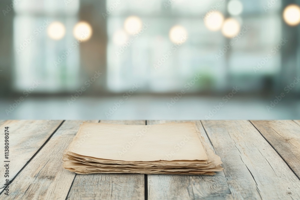 Poster Mystical Notes Weathered Papers on a Rustic Table Under Soft Lighting