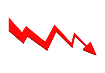 A bold red zigzag arrow points downward, symbolizing a decrease or decline in value.