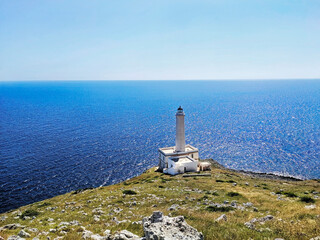 Lighthouse of Punta Palascia, Cape of Otranto, Puglia, Italy. The easternmost point that divides...