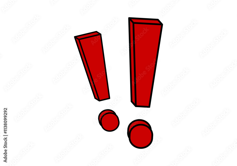 Poster large red exclamation marks standing side by side, symbolizing urgency and importance.