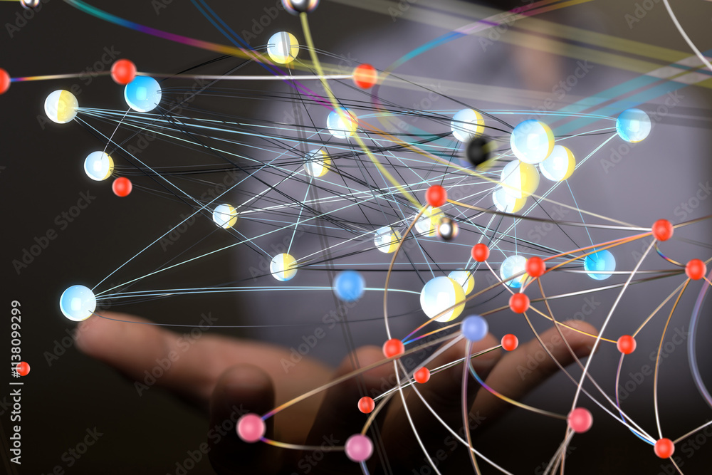 Poster conference Digital Network and data concept 3d - 3d