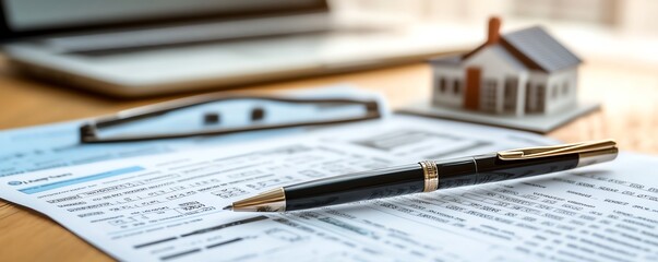 Obraz premium A real estate finance scene with a house model