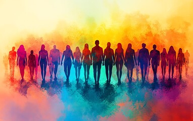 Obraz premium A vibrant and diverse group of people forming a human figure