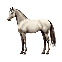 Obraz premium Watercolor Winter Horses Stable Clipart Vector Illustration