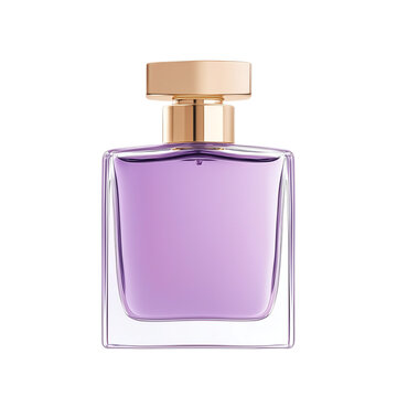 Elegant purple perfume bottle on display. transparent background