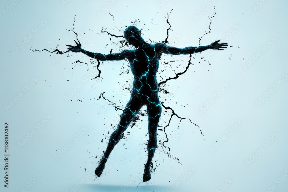 Aufkleber A clean abstract design of a trembling figure with exaggerated, sharp lines representing fear and unease