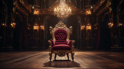 A luxurious Baroque-style chair with intricate golden carvings