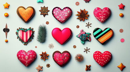 Fototapeta premium PNG set of hearts 3D