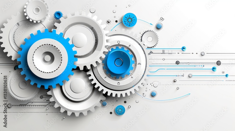 Poster interlocking gears and circuit board design.