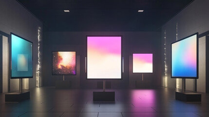 Collection Of Blank Billboards And Screens Isolated On Transparent Background. 3d Vector Mockups For Advertising