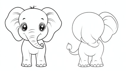 Fototapeta premium A black and white drawing of a baby elephant.