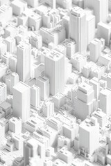 Fototapeta premium 3D rendering of city with buildings, streets and small blocks on the ground