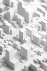 Fototapeta premium 3D rendering of city with buildings, streets and small blocks on the ground