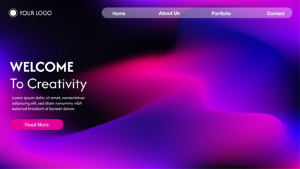 Website abstract background. Soft glowing purple wave texture. Dark colored background with space for design.