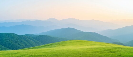 Fototapeta premium Serene Mountain Landscape at Sunset Natures Tranquility and Endless Horizons