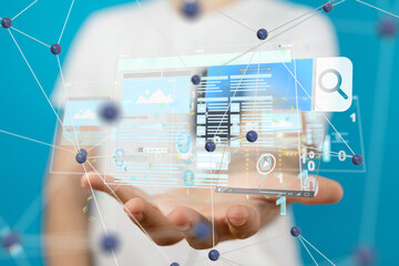 web develop interface web application in hand