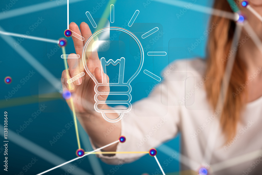 Poster Neural network 3D illustration. Big data and cybersecurity