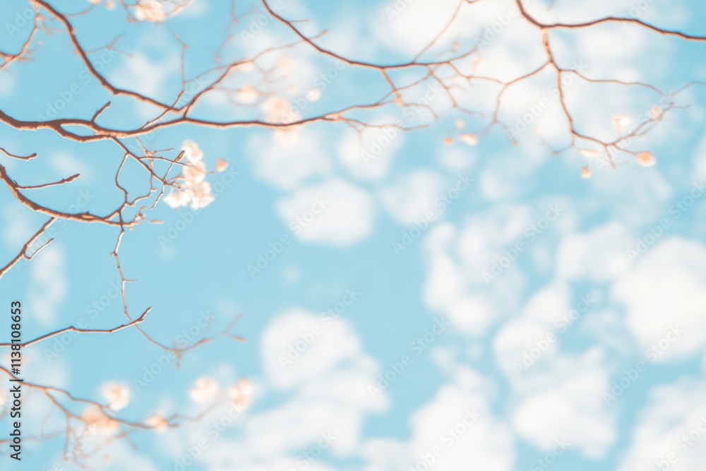 Poster Ethereal Tree Branches Against Sky Abstract Natural Patterns and Soft Light