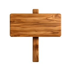 Wooden signpost with blank board in nature outdoor environment vertical view symbolizing direction. Transparent background.
