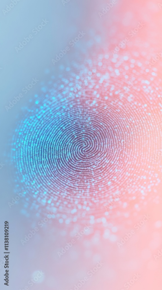 Aufkleber Futuristic Biometric Security Abstract Digital Fingerprint and Geometric Patterns