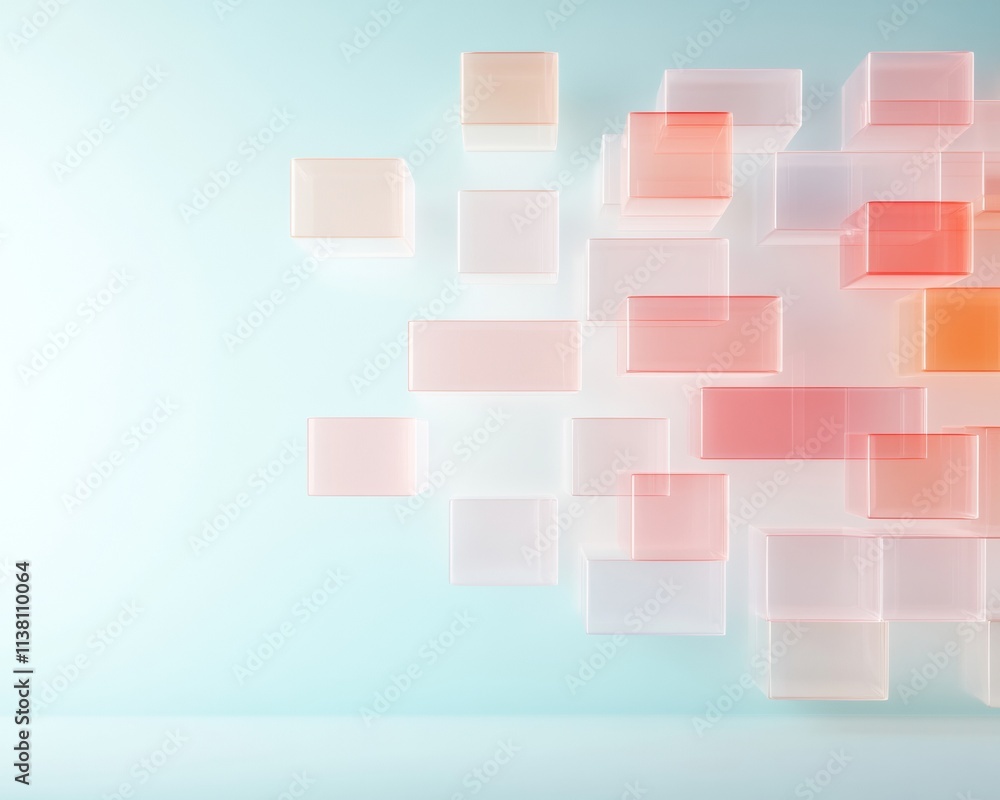Poster abstract geometry of translucent rectangles in muted tones