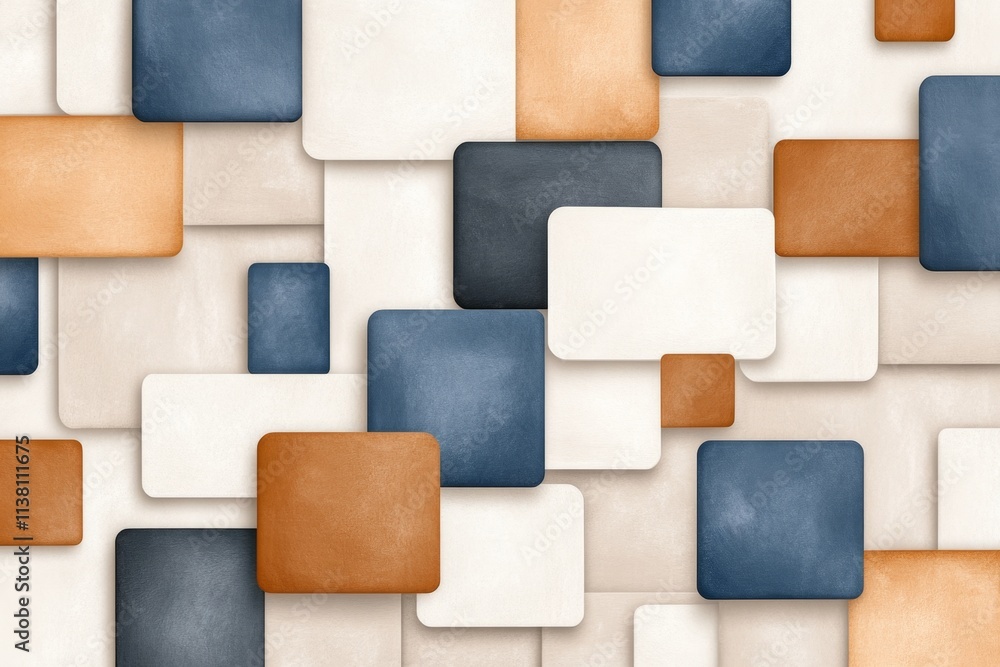 Poster A geometric design of overlapping filmstrips forming abstract patterns, using muted tones for a sleek aesthetic