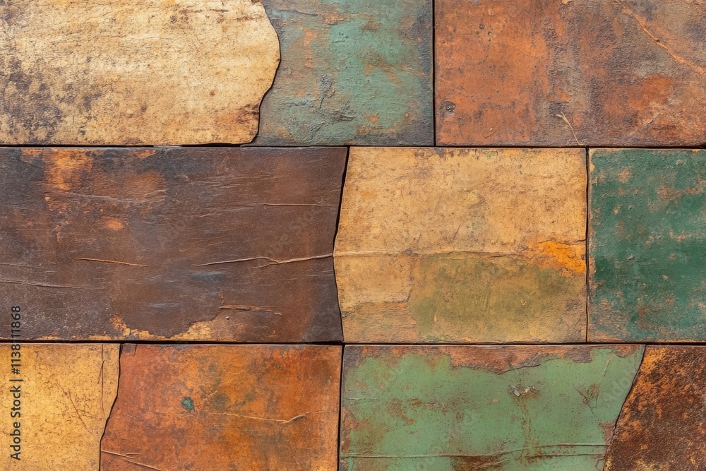Poster a geometric representation of a split-rail fence, with abstract shapes in neutral brown and green to