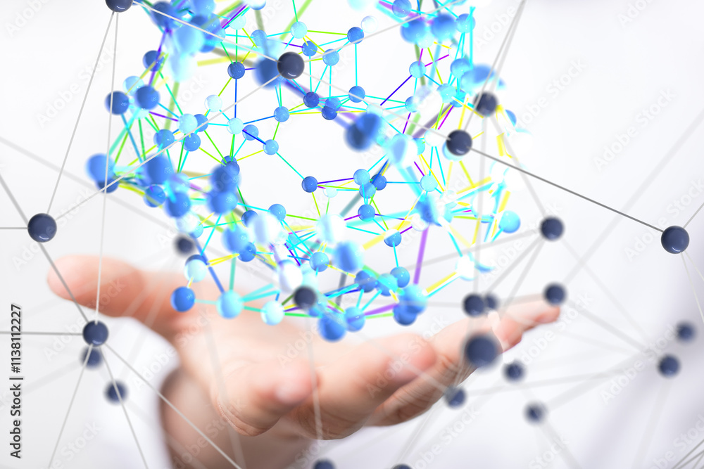 Aufkleber Neural network concept. Connected cells with links.