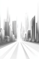 Obraz premium White background, simple vector illustration of a cityscape with buildings and roads, in grayscale with sharp lines, featuring white space 