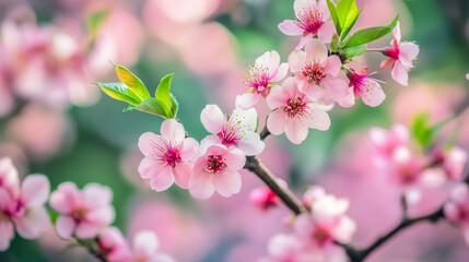 Naklejka premium Cherry or peach or flowers blossom tree abstract background design pattern. Japanese or Chinese style spring floral illustration.