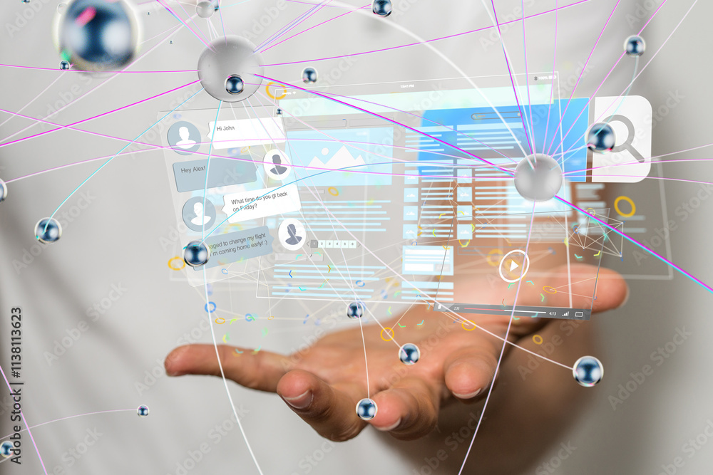 Aufkleber web develop interface web application in hand