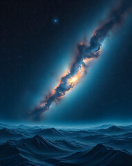 Cosmic Landscape with Nebulae and Stars.