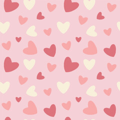 Seamless pattern with pink hearts on the pink background