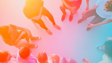 Collaborative Learning Circle Students in Surreal Pastel Ambiance Fostering Creativity