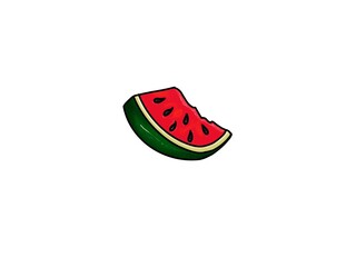 Hand drawn illustration fresh Slice Red watermelon isolated on white background